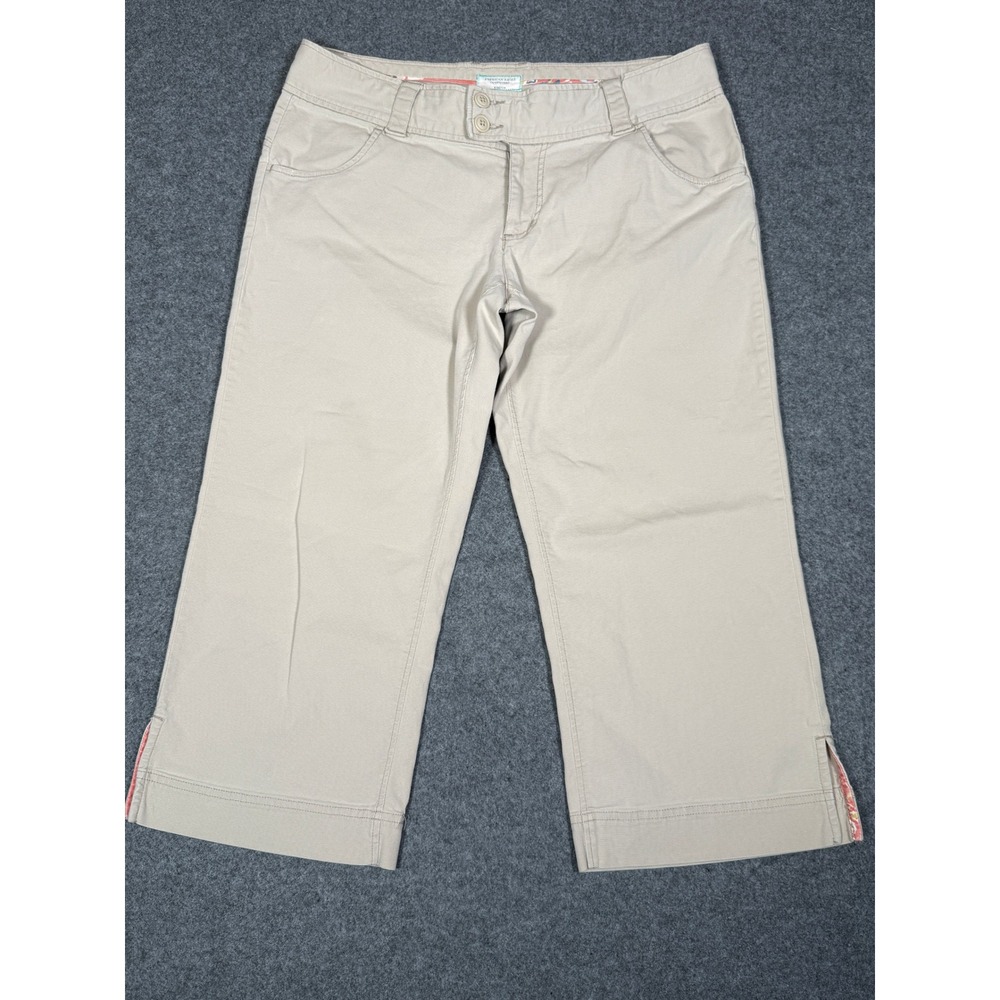 American Eagle Khaki Capri Pants Women 12 Tan Stretch Cropped Mid Rise Trousers